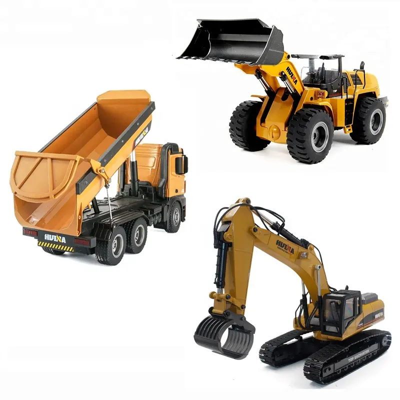 Remote Control 1/14 Truk Konstruksi Model Huina 1580 Logam Campuran Ekskavator 1583 Diecast Wheel Loader 1573 RC Dump Truck Mainan