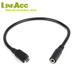 LKCL808 Micro USB B Macho 3 Pólo 5 Pinos para 3.5 milímetros Feminino Adaptador De Áudio Aux Cabo