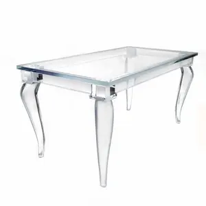 Juego de mesa de comedor acrílico moderno personalizado de fábrica, comedor superior, diseño transparente de Italia, mesa de plexiglás, muebles de apartamento