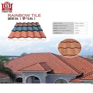 Africa market prices fire resistance Roman Alu- Zinc Sand Coated roof tile metal type terracotta roof tile