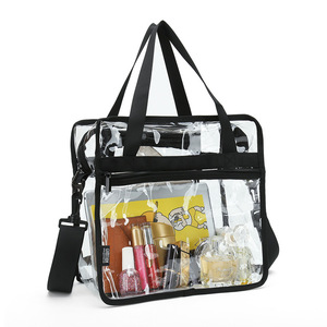 Custom NFL stadium approved PVC bag Transparent Clear PVC Plastic Make up Tote Bag