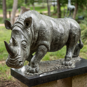 Statua di rinoceronte a grandezza naturale decorativa all'aperto del giardino della colata calda - Product Image 4
