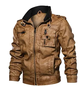 2022 Jassen Mannen Slim Fit Casual Uitloper Bomber Jas Winderbreak Pu Motorfiets Lederen Jassen Mannelijke Nieuwe Bontjas