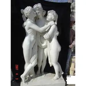 China Wit Marmer Levensgrote Home Decor Drie Genaden Art Naakt Vrouw Stone Tuin Standbeeld