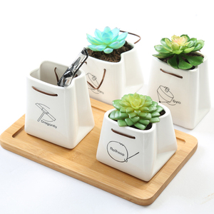 Mini <span class=keywords><strong>pot</strong></span> de fleurs créatif en <span class=keywords><strong>céramique</strong></span> en forme de sac à main, petits pots pour plantes succulentes - Product Image 1