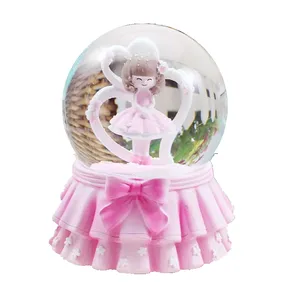 Handmade 100mm Resin Souvenir Glass DIY Music Motion Snow Globe Custom Cartoon Style Fairy Theme with Character for Home Decor