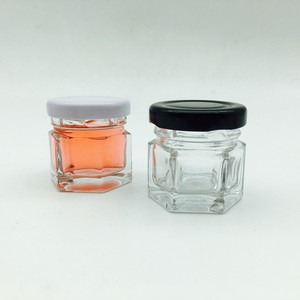 <span class=keywords><strong>Petit</strong></span> bocal hexagonal en verre avec couvercle doré, 30ml, 1oz - Product Image 6