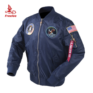 Giacca Bomber Impermeabile in Nylon con Patch Primaverili Stile <span class=keywords><strong>NASA</strong></span> all'Ingrosso - Product Image 1