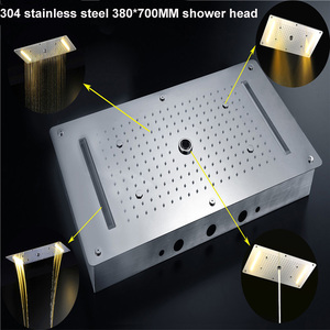 Mitigeur thermostatique de <span class=keywords><strong>douche</strong></span> moderne <span class=keywords><strong>pour</strong></span> salle de bain, ensemble de <span class=keywords><strong>douche</strong></span> LED 5 fonctions avec cascade et pluie, fixation au plafond 380*700MM avec jets latéraux - Product Image 5