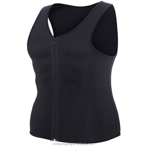 Débardeur amincissant en néoprène pour hommes, <span class=keywords><strong>gilet</strong></span> de soutien pour le dos, avec <span class=keywords><strong>fermeture</strong></span> à glissière, SB099, sans manches - Product Image 5