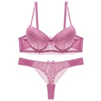Ensemble de sous-vêtements brodés Sexy sans bretelles pour femmes coupe complète avec culotte de soutien-gorge en dentelle plus grande taille Sujetador costume à motif solide