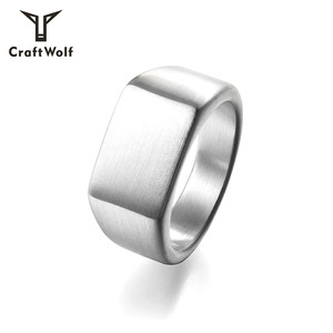 Craft Wolf Tên Biểu Tượng Tùy Chỉnh Đồ Trang Sức Vàng Bạc Titan Tối Giản Vuông 316L Thép Không Gỉ Nhẫn Vuông Cho Nam Giới Phụ Nữ - Product Image 3