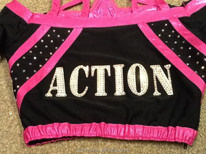 Costumes de cheerleading tendance pour filles, manches longues, bretelles <span class=keywords><strong>sexy</strong></span>, uniforme avec strass, ensembles imprimés - Product Image 6