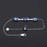 Bracelet suisse en argent sterling 925, topaze bleue naturelle ajustable, pour femmes, tendance, personnalisé