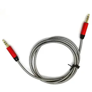 Hoge Kwaliteit Man op Man Metalen Lente 3.5mm Aux Auxiliary Audio Kabel