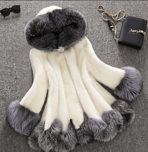 Femmes Blanc <span class=keywords><strong>Noir</strong></span> Plus Size Faux Mink Fur Coat & Parka Coat Jacket With Hood Xxxxxl - Product Image 2