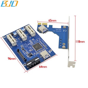 Pci-e X1 đến 3 PCIe 1x Khe cắm mở rộng adapter thẻ Molex 4pin Power + 60cm USB 3.0 cáp mở rộng cho AMD Card đồ họa GPU - Product Image 4