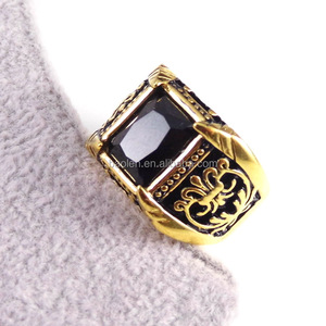Baolen marca de joyería Vintage antiguo oro anillo de cristal para hombres de acero inoxidable cuadrado grande anillo de dedo de piedra hombre de la joyería de los hombres - Product Image 4