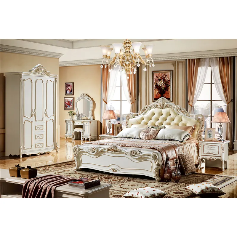 Großhandel royal möbel antik weiß schlafzimmer sets Kaufen Sie die