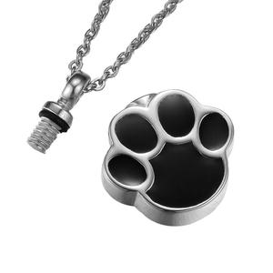 HOMOOCI Joyería Cuastom Acero Inoxidable <span class=keywords><strong>Ash</strong></span> Pet Urn Colgante Paw Print Ashes <span class=keywords><strong>Dog</strong></span> Paw Collar - Product Image 2