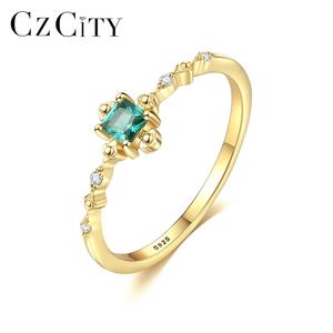 CZCITY Luxury Finger Stylish 925 Sterling Silver Rings Women Gold Plating Engagement Ring Wholesale