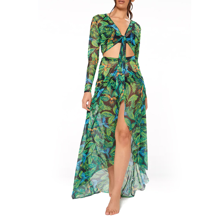 Yileya factory manufacturer latest print floral long skirt blouse designs ,maxi model skirt and blouse set