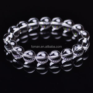 10mm runde natürliche klare quarz stretch elastische edelstein armband