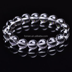 10mm round natural clear quartz stretch elastic gemstone bracelet