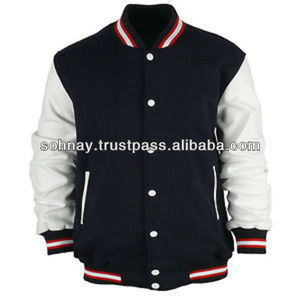 แจ็กเก็ตเสื้อกีฬาแขนเสื้อขนสัตว์สีโลโก้ตามสั่ง - Product Image 2