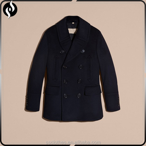 Mejor calidad de diseño cruzado clásico negro solapa chaquetón de lana de cachemira de los hombres - Product Image 3