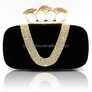 Hoge kwaliteit crystal clutch purse vinger ring diamond clutch evening party bag