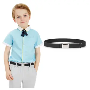Kids Belts Elastic Stretch Adjustable Square Buckle School Boys And Girls Toddler Fabric Canvas Kids School Belts
