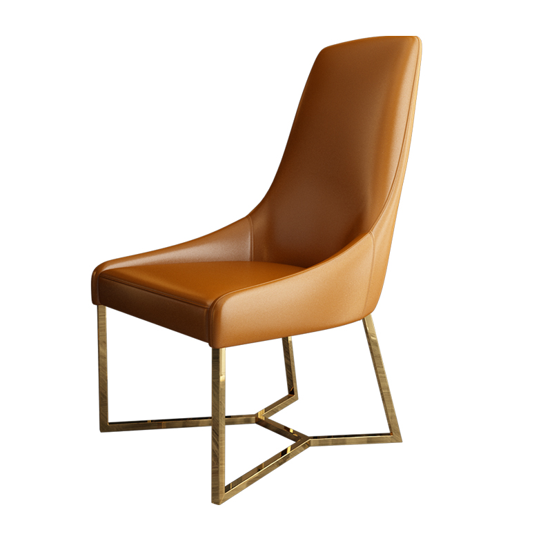 Итальянское современное роскошное гостиничное кресло для лобби из золотой нержавеющей стали с металлическим основанием из натуральной кожи