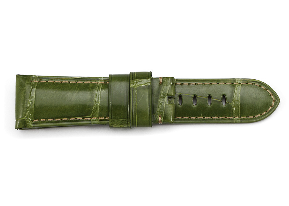 Vert Véritable Réel Aligator En Cuir Bracelet De Montre 24mm/22mm