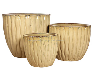 Pots émaillés en céramique ronds d'Eco pour la décoration de jardin, faits à la main au Viet Nam - Product Image 1