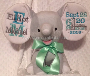 Vendita calda peluche peluche monogramma elefante annuncio di nascita giocattolo ricamato - Product Image 4