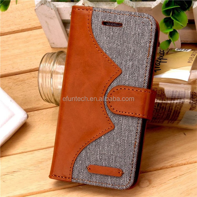 Denim and PU Leather Joint Mobile Phone Accessories for iphone 7 Flip Wallet Phone case for iphone 7 Plus Accessory