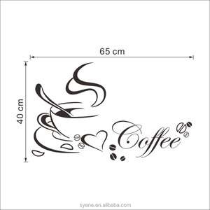Adesivi Murali in PVC, Decorazioni Artistiche con Tazze di <span class=keywords><strong>Caffè</strong></span>, Citazioni Personalizzate, Murales con Chicchi di <span class=keywords><strong>Caffè</strong></span> per Arredamento Casa - Product Image 2