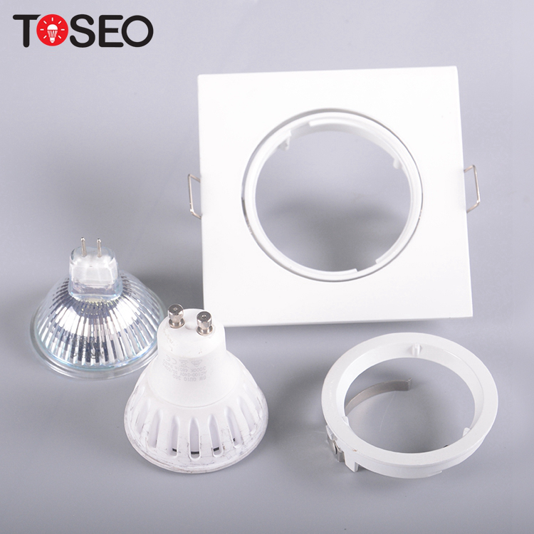 Square White Ceiling Recessed Spotlights Gu10 Downlight Adjustable