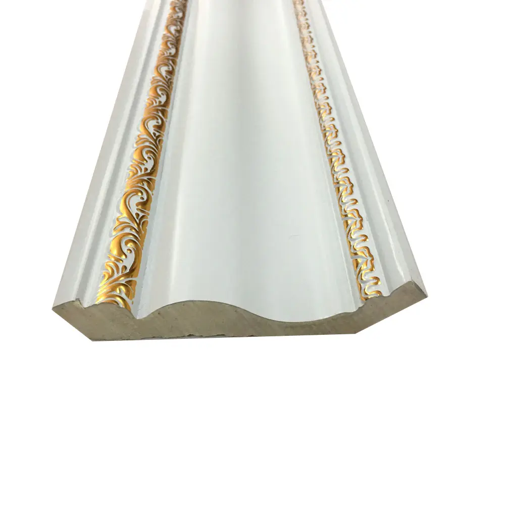 Molde de teto de cornija de espuma com desenho em relevo, estilo de moldura de coroa de plástico ecológico para decoração de interiores, venda imperdível