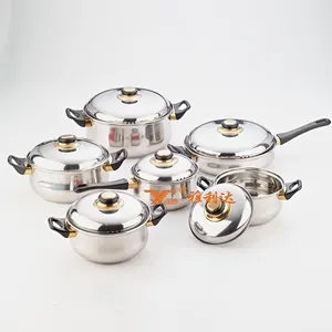 Kitchen equipment stainless steel cooking pot set 6pcs cookware sets wholesale