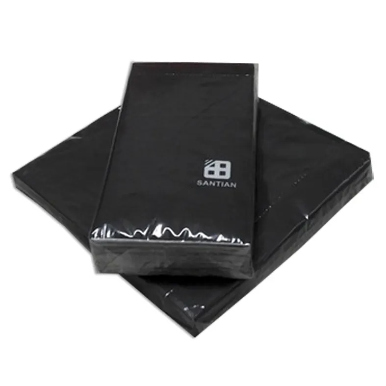 โลโก้สีดำที่กำหนดเองพิมพ์กระดาษทิชชูผ้าเช็ดปากวัตถุดิบกระดาษเช็ดปากและผ้าเช็ดปากค็อกเทล18gsm