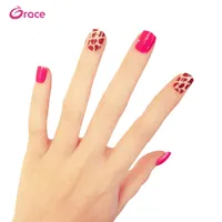 Red Leopard Print Human Finger Nails for Sell, B12
