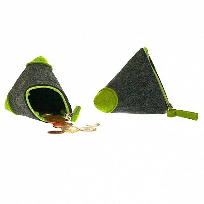 Лидер продаж, милый треугольный фетровый кошелек для мелочи/Сумка для мелочи с брелоком на молнии, подарок для девочки