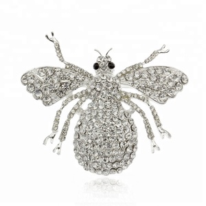 Broche de Plata con Incrustaciones de Cristal Transparente en Forma de Abeja para Bodas, Compromisos y Niños, Venta al por Mayor - Product Image 1