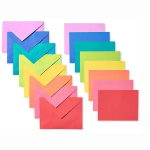 कस्टम फैंसी निमंत्रण उपहार कागज लिफाफा इंद्रधनुष रिक्त एकल पैनल कार्ड और रंगीन लिफाफे