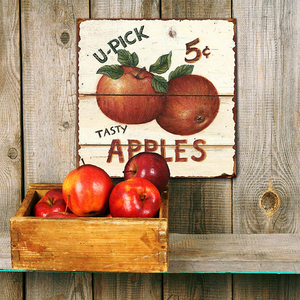 Letrero Metálico Decorativo Vintage con Diseño de Frutas, Impresión Personalizada y Grabado, Letrero de Metal Antiguo para Decoración - Product Image 1