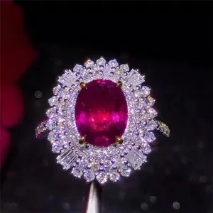 Designs de jóias em ouro 18k ouro África Do Sul diamante verdadeiro anel de rubi para as mulheres anéis grandes anéis de pedra natural não aquecida