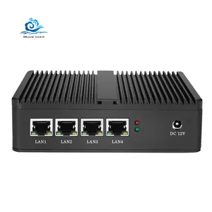 Router Pfense PC Mini Tanpa Kipas dengan J1900 Quad Core CPU Komputer Industri 4G Ram 64G SSD 4 Gigabit Lan Win7 Vga Firewall