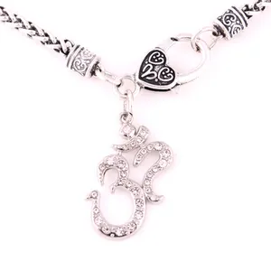 A500174-1 Huilin Sieraden Kreeft Klauw Tarwe Link Chain Yoga Meditatie Yogi Ohm Asana Grote Om Aum Crystal Hanger Ketting